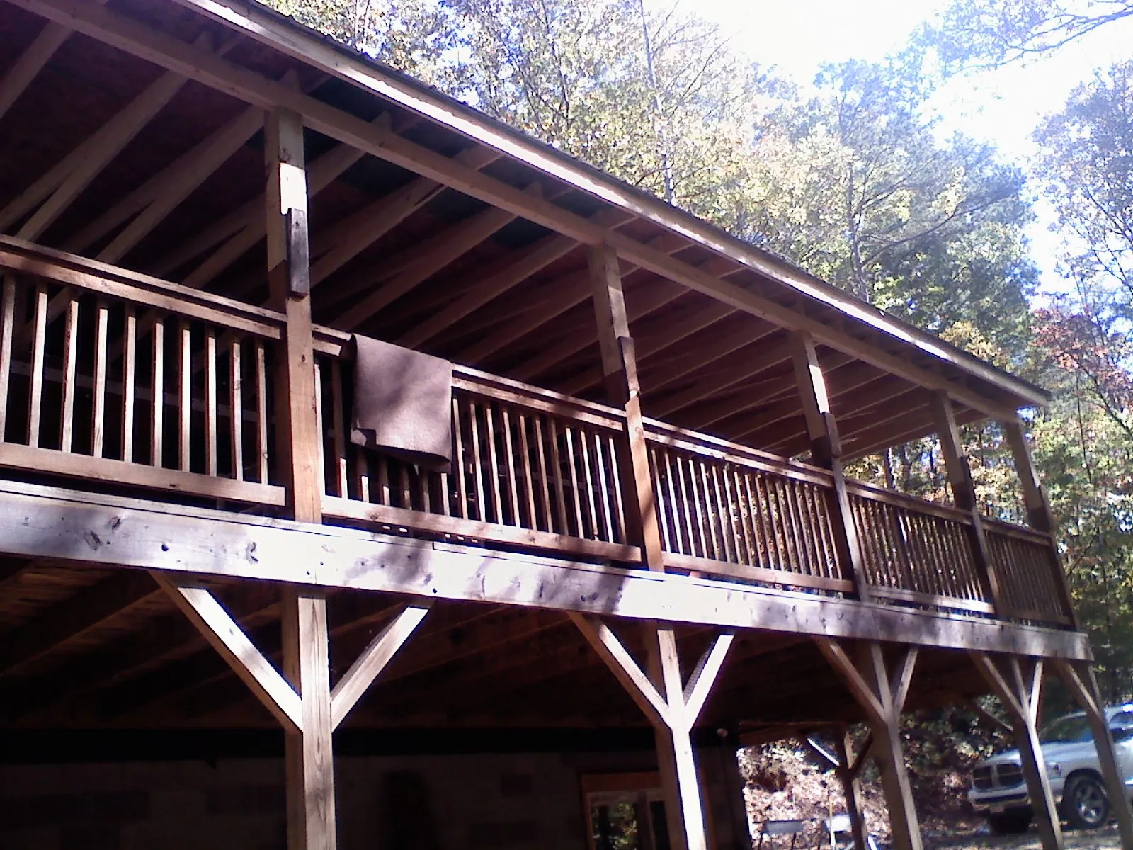 Timber framing under a new elevated porch and deck — Roof Leak Repair in Cologne by Roofing Brothers